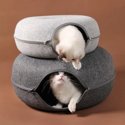 Donut Cat Bed & Tunnel: Indoor Training, Dual-Use