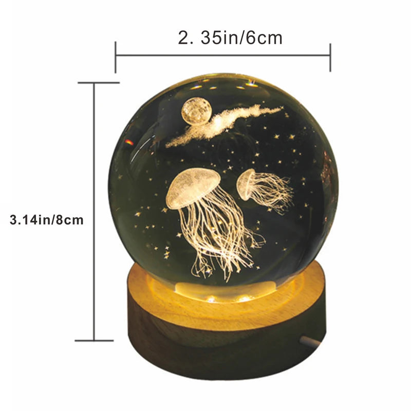 Jellyfish 3D Crystal Ball Night Light