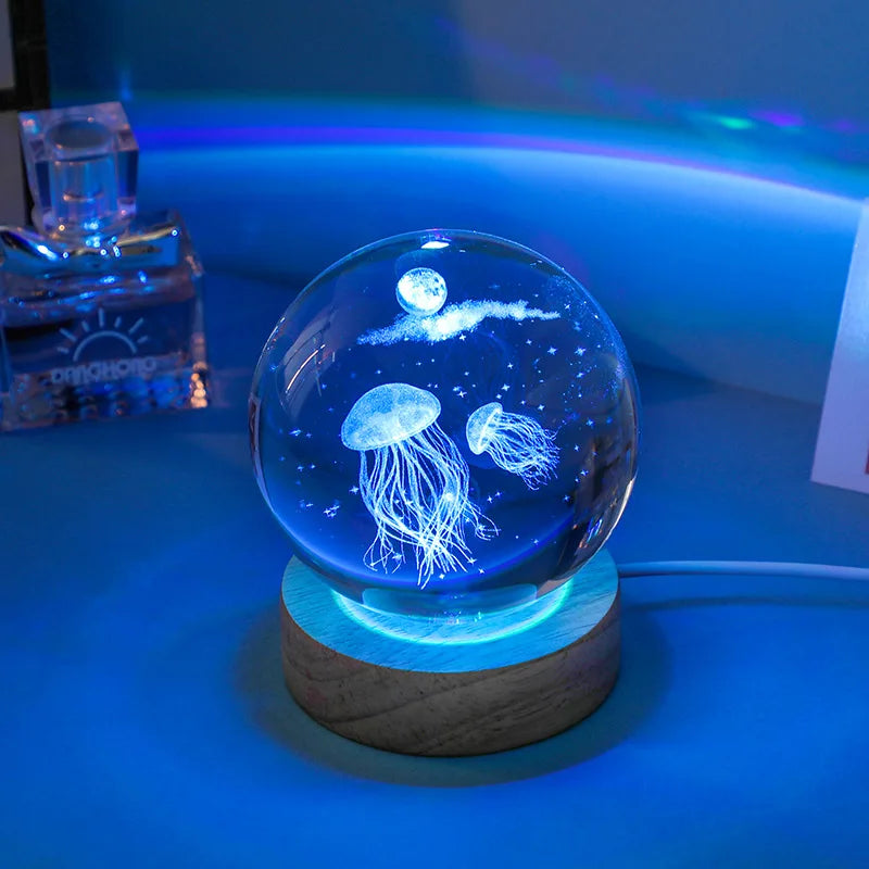 Jellyfish 3D Crystal Ball Night Light