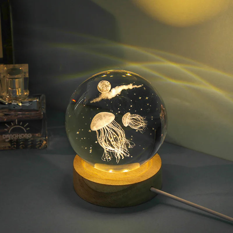 Jellyfish 3D Crystal Ball Night Light