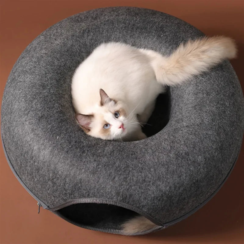 Donut Cat Bed & Tunnel: Indoor Training, Dual-Use