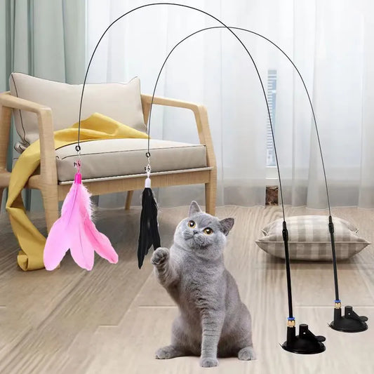 Interactive Feather Wand Cat Toy