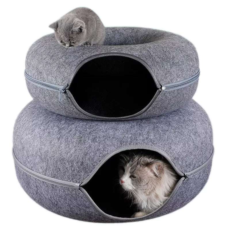 Donut Cat Bed & Tunnel: Indoor Training, Dual-Use