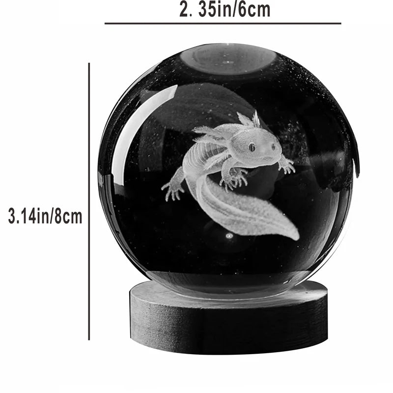 Axolotl 3D Crystal Ball Night Light