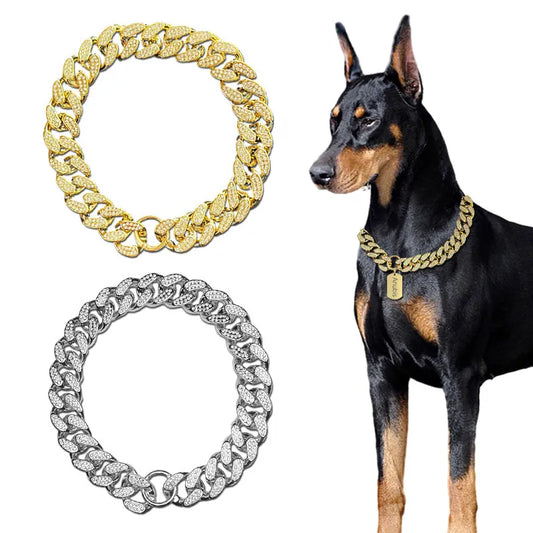 Diamond-Inlay Dog Collar