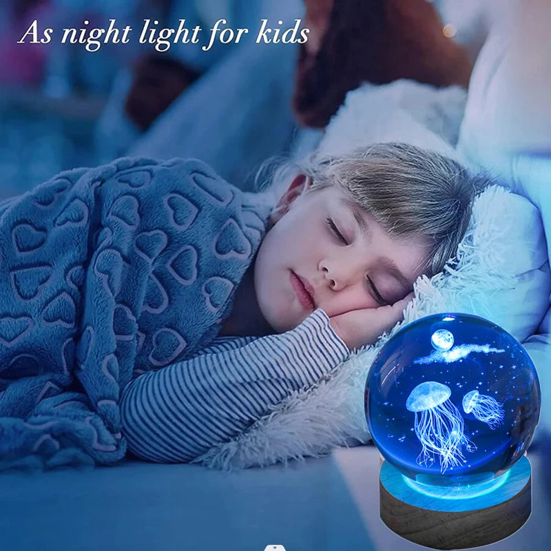 Jellyfish 3D Crystal Ball Night Light