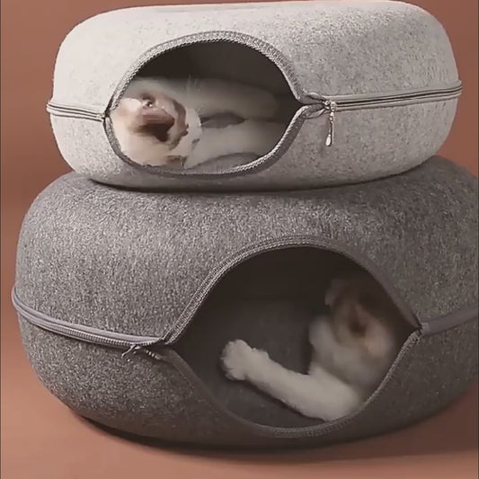 Donut Cat Bed & Tunnel: Indoor Training, Dual-Use